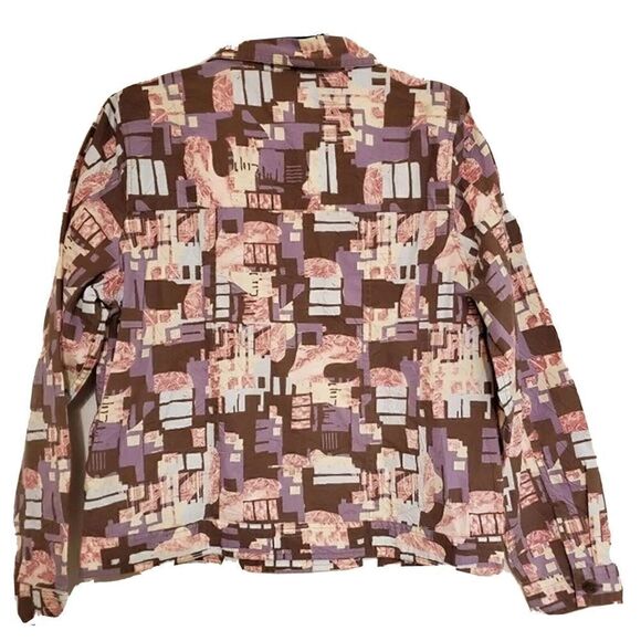 Christopher & Banks Womens Jacket Medium Brown Pink Lightweight Shacket - Picture 2 of 2